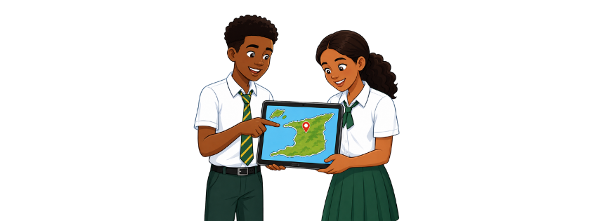 Secondary school students working on a community sustainability project
